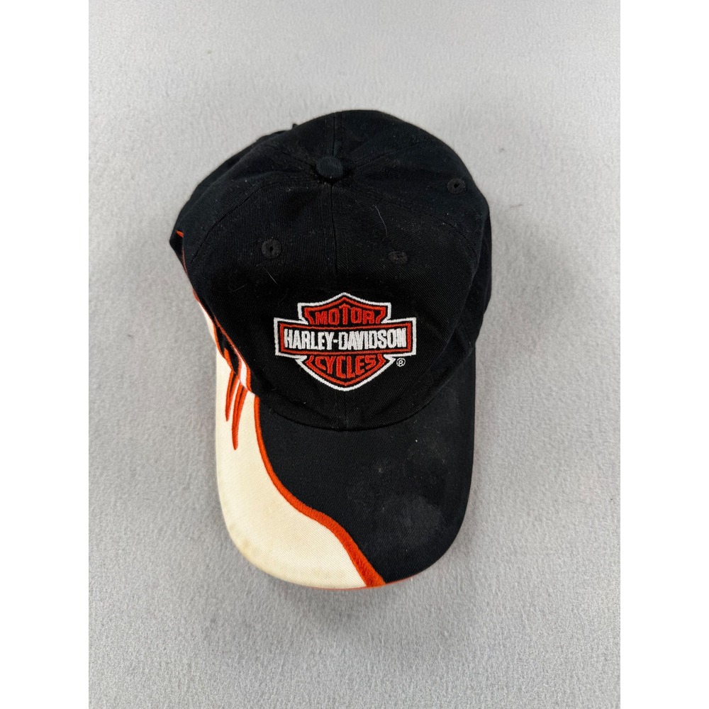 VTG Harley-Davidson Hat Pat Rogers Speedway Concord NC Black Orange Flame Cap